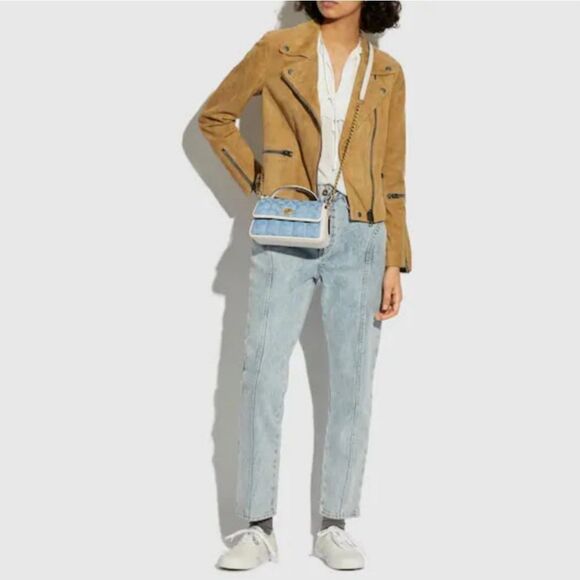 RETAIL Coach Denim Quilted Top Handle Bag- Light Chambray (Acid Wash Denim) - Picture 8 of 15